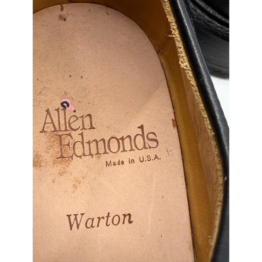 Allen Edmonds Warton Mens Black Pebbled Leather Derby Lace-Up Shoes 9.5 D